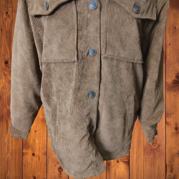 ASHLEY BY 26 INTERNATIONAL WOMEN'S MEDIUM BROWN CORDUROY JACKET POCKETS - Picture 5 of 7